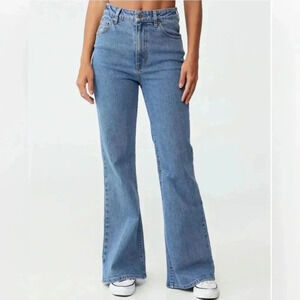 Cotton:On Women's Flare Jeans Size 14 Medium Wash light Blue Sits at Waistline